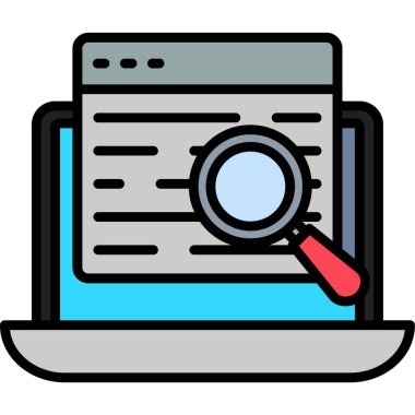 bilgisayar arama simgesi renk ana hatları vektörü