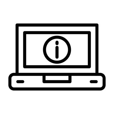 Dizüstü bilgisayar simgesi. Beyaz arka planda yalıtılmış web tasarımı için anahat dizüstü vektör simgesi