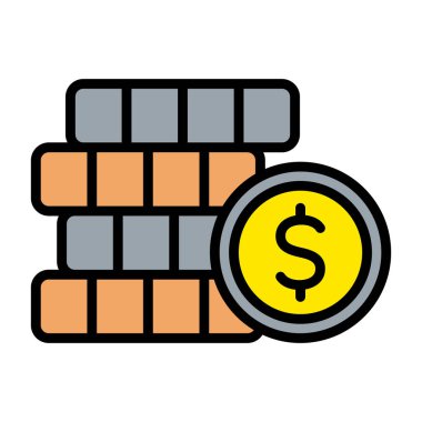 Sikkeler ve sikkeler ikon vektör illüstrasyon tasarımı