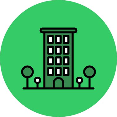 şehir binası simgesi, vektör illüstrasyonu