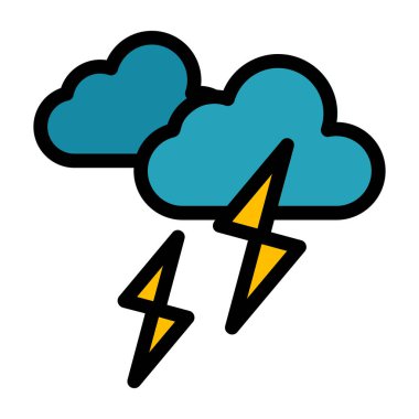 Şimşek ve şimşek simgesi. Ağ için şimşek vektör simgelerinin özet çizimi