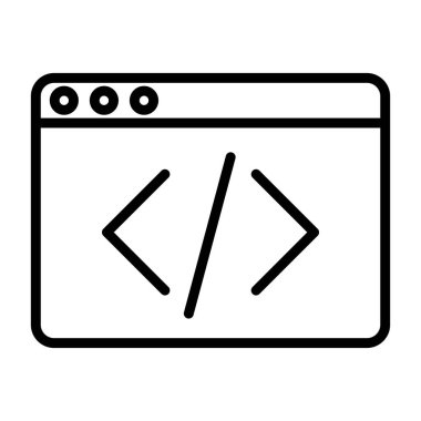 Kodlama vektörü ince çizgi simgesi