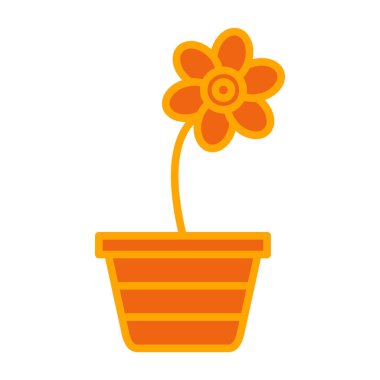 Sarı çiçekli saksı. düz biçim vektör çizimi beyaz arkaplanda izole edildi