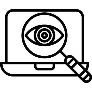 Bilgisayar gözü ve dizüstü bilgisayar ve büyüteç.