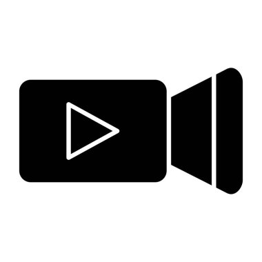 video kamera glyph düz vektör simgesi