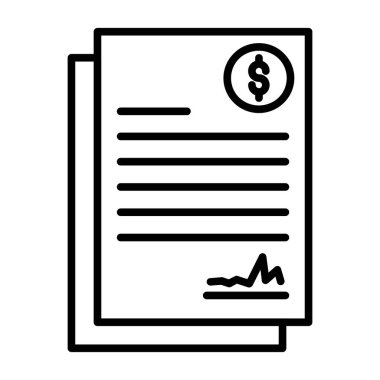 Kağıt tasarısı ikon vektörü. Kağıt fatura. izole edilmiş çizgi simgesi siyah illüstrasyon