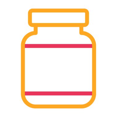 İlaç satırı ve doldurma tarzı simgesi tasarımı, tıbbi ve sağlık teması illüstrasyonlu şişe