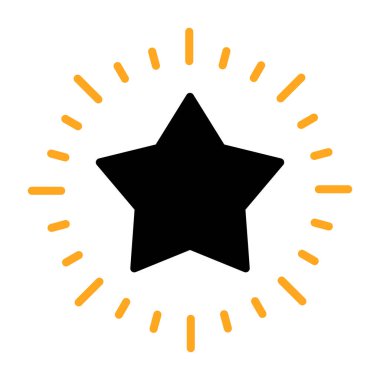 Yıldız simgesi. Düz renk. Vektör çizimi. yuvarlak ve turuncu renkli yıldız