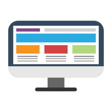 Web sayfası simgesi olan bilgisayar monitörü