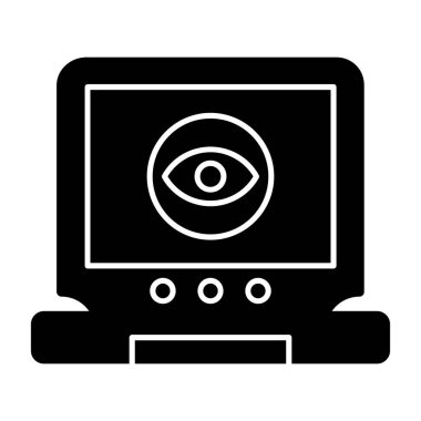 Laptop vektör simgesine sahip göz, kolayca düzenleyebilir ya da değiştirebilir