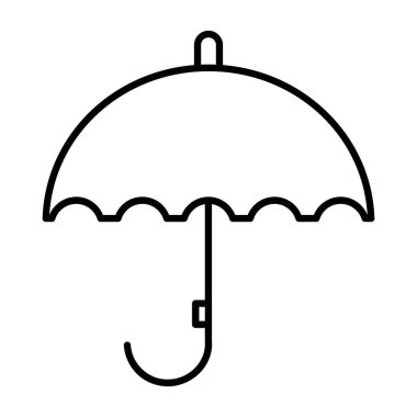 Şemsiye simgesi vektörü. İnce çizgi işareti. İzole edilmiş kontür sembolü gösterimi