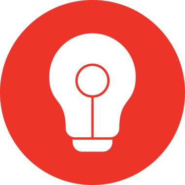 Ampul vektör simgesi. bu yuvarlak düz sembol beyaz arkaplanda izole edilmiş kırmızı çizilmiş