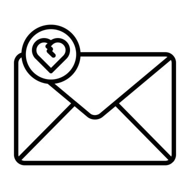 Kalp ikonlu mektup. Beyaz arkaplanda izole edilmiş web tasarımı için aşk mektubu simgesi vektör simgesi