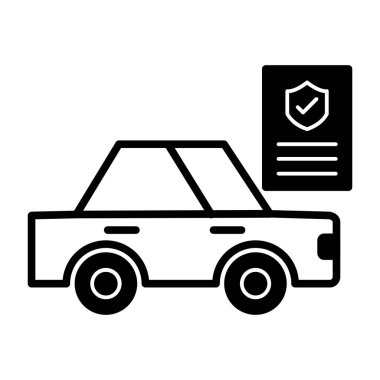 Araç sigortası ikonu vektör çizelgesi çizimi