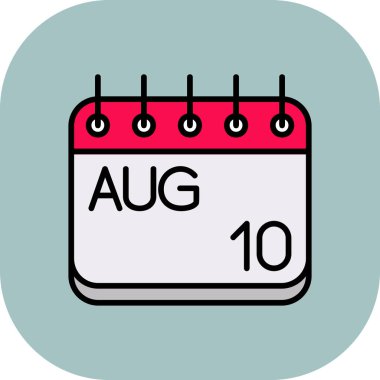 Ağustos 19 takvim günü - takvim vektör illüstrasyonu