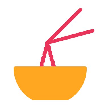 Kase ve yemek çubukları, vektör simgesi basit tasarım