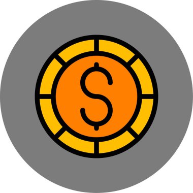 Dolar madeni para ikonu. düz dizayn biçimi 10.