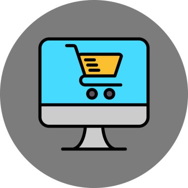 İnternetten alışveriş. Web simgesi basit illüstrasyon