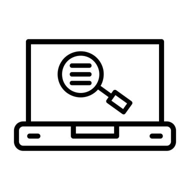 dizüstü bilgisayar vektörü ince çizgi simgesi