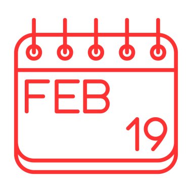 18 Şubat 'ta. Takvim simgesinde. Takvim, basit tarz ve kırmızı. 8 Şubat. Takvim simgesi. vektör illüstrasyonu