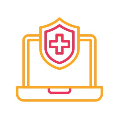 çapraz ve dizüstü simgesi olan kalkan, vektör illüstrasyonu