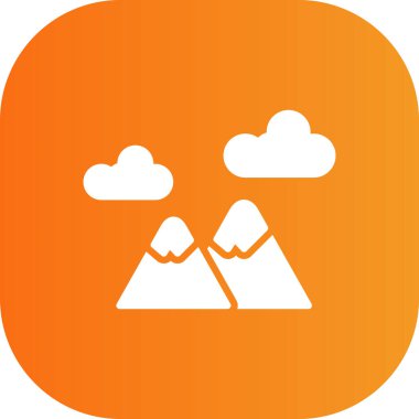 Dağ manzarası simgesi, vektör illüstrasyonu