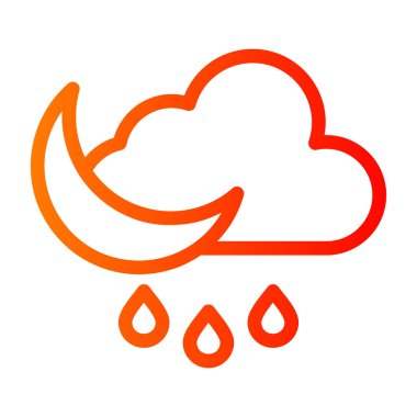 Yağmur bulutu vektör simgesi. biçim ince çizgi simgesi, turuncu sembol, beyaz arkaplan.