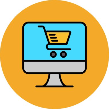 İnternetten alışveriş. Web simgesi basit illüstrasyon