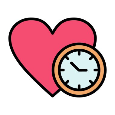 Kalp vektörü simgesi renk resimli alarm saati