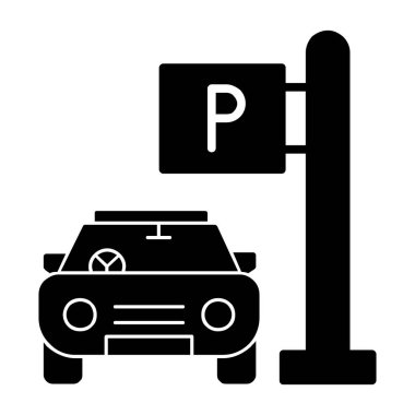 Araba park kutsal kişilerin resmi, vektör çizim