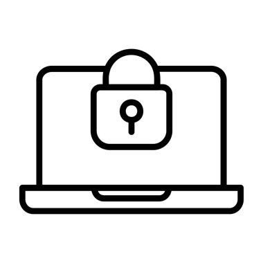 asma kilit vektör çizimine sahip dizüstü bilgisayar