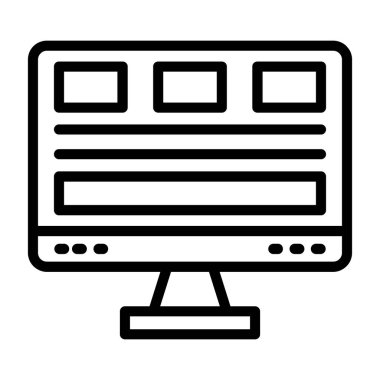 bilgisayar monitörü ikon vektör illüstrasyonu