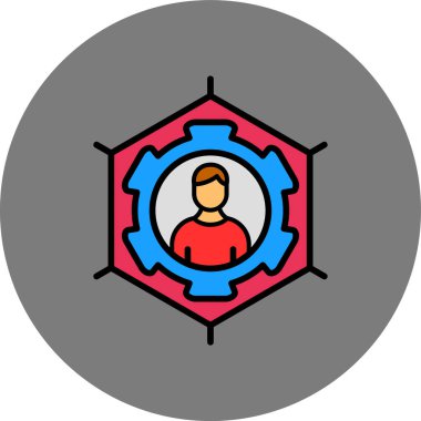 Dairesel simgesi olan bir adamın vektör çizimi