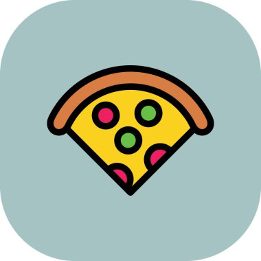 pizza vektörü renk düz simgesi