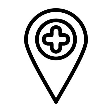 konum haritası simgesi. Konum haritası pin simgesinin vektör çizimi. Beyaz arkaplanda izole edilmiş kontur sembolü çizimi