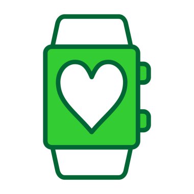 beyaz arkaplanda izole edilmiş yeşil smartwatch simgesi vektörü, ağ ve mobil işaretiniz, kalp düğmesi logosu, mobil biçim