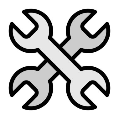 çapraz anahtar simgesi. Ana hatlı anahtar vektör çizimi. beyaz arkaplanda izole edilmiş web tasarımı için