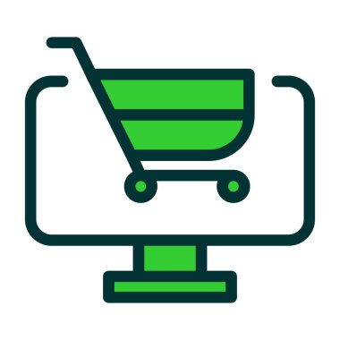 Bilgisayar simgesi olan alışveriş arabası