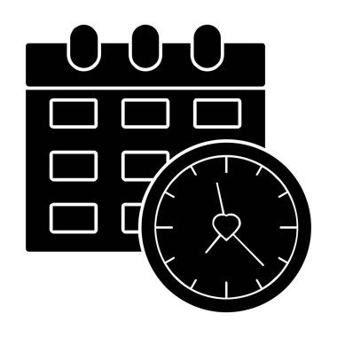 Takvim saat simgesi. Web için saat vektör simgelerinin özet çizimi