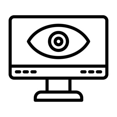 Dizüstü bilgisayar simgesi vektörü. İnce çizgi işareti. İzole edilmiş kontür sembolü gösterimi