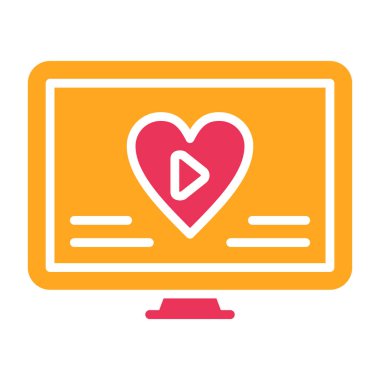 Kalp ekran ikonu vektör illüstrasyon tasarımlı dizüstü bilgisayar