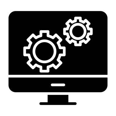 Web ve mobil uygulaması tasarımı, dişli logo kavramı için beyaz arka plan üzerinde izole dişli simge vektör