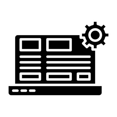 Glyph simge vektör illüstrasyonunu ayarlayan bilgisayar