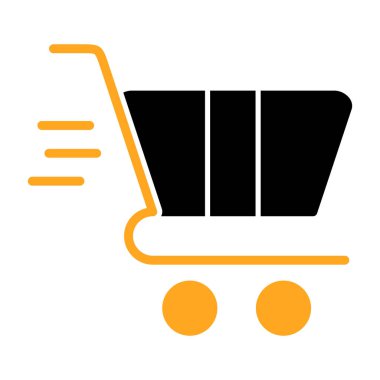 Alışveriş arabası ikonu. biçim düz renk sembolü, yuvarlak açılar, beyaz arkaplan.