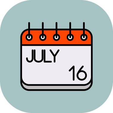 Takvim simgesi tasarımı, takvim olay günü tarihi Temmuz ayı ve tarih tema vektörü illüstrasyonu