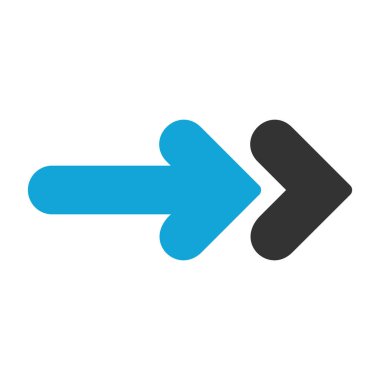 yön sağ sembol simgesi. Bu düz yuvarlak sembol beyaz arkaplanda mavi ve gri renkler kullanır