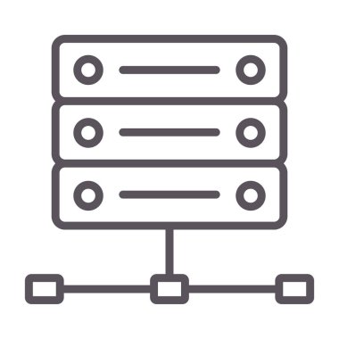 veritabanı simgesi, ince çizgi ve düz, doğrusal vektör web tasarım işareti, beyaz arkaplanda beyaz bir vuruşla çizilmiş doğrusal sembol