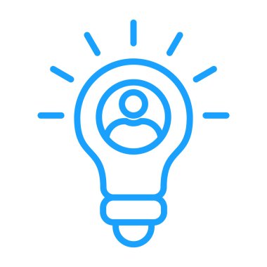 Fikir simgesine sahip ampul, vektör illüstrasyonu, tasarım konsepti