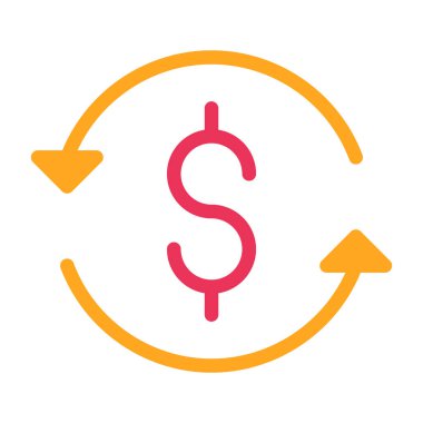 Dolar değişimi düz simgesi, vektör, illüstrasyon