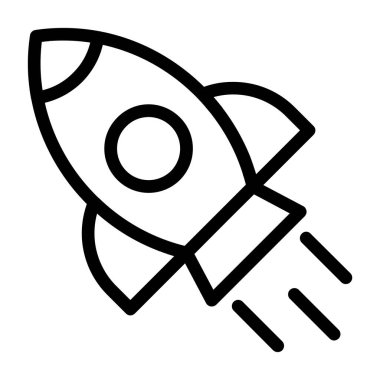 Roket ikonu fırlat. Beyaz arkaplanda izole edilmiş web tasarımı için ana roket fırlatma vektör simgesi